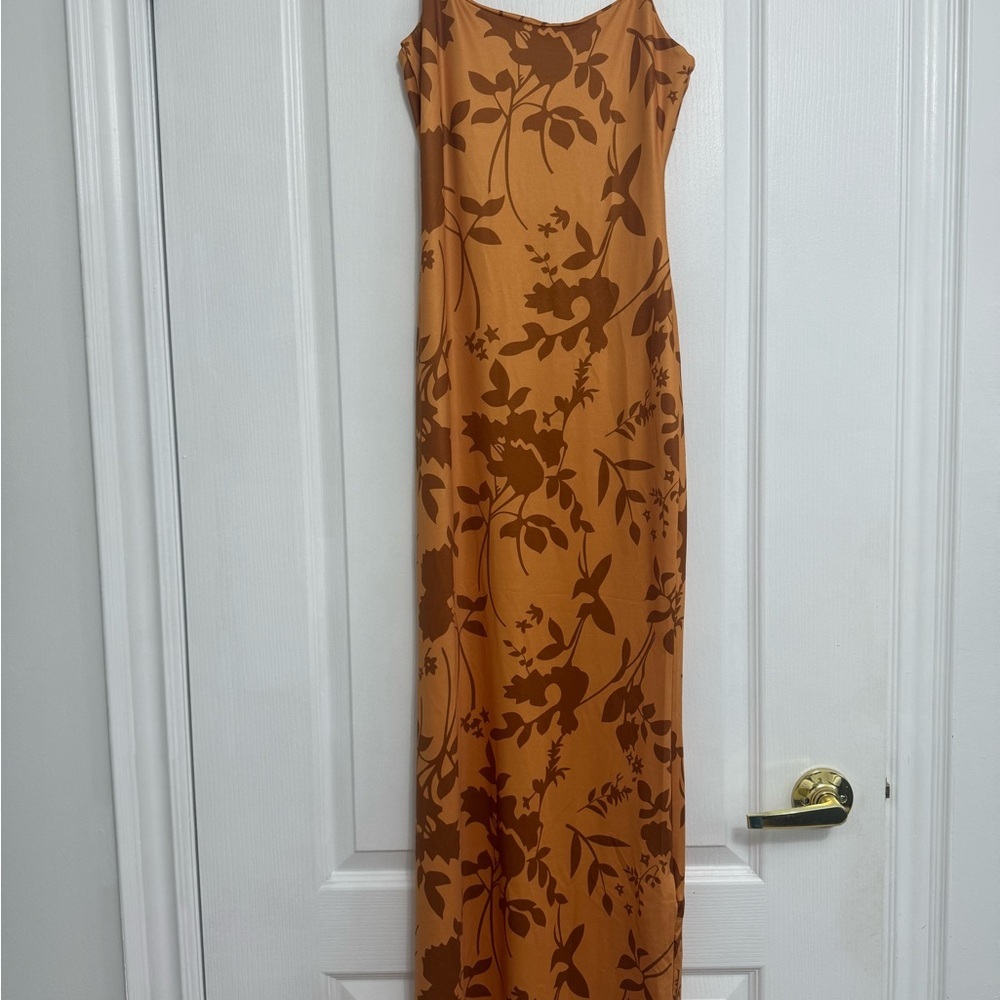 Floral Brown Slip Dress - Picture 2 of 5